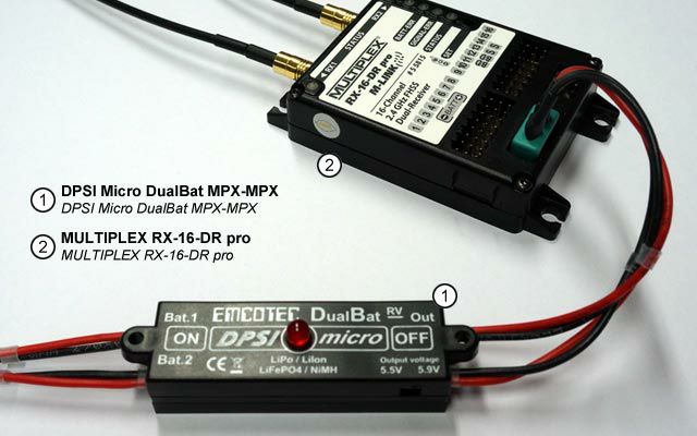 DPSI Micro DualBat 5,9V/7,2V MPX-1xMPX Akkuweiche