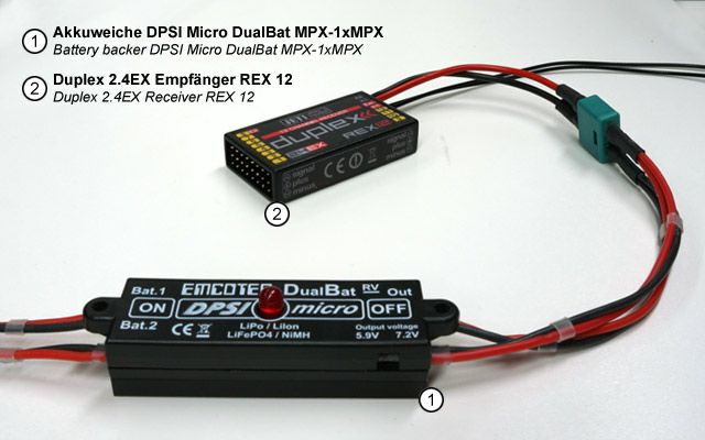 DPSI Micro DualBat 5,9V/7,2V MPX-1xMPX Akkuweiche